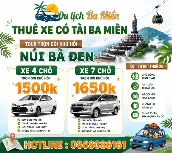 Thuê xe gia đình đi Núi Bà Đen