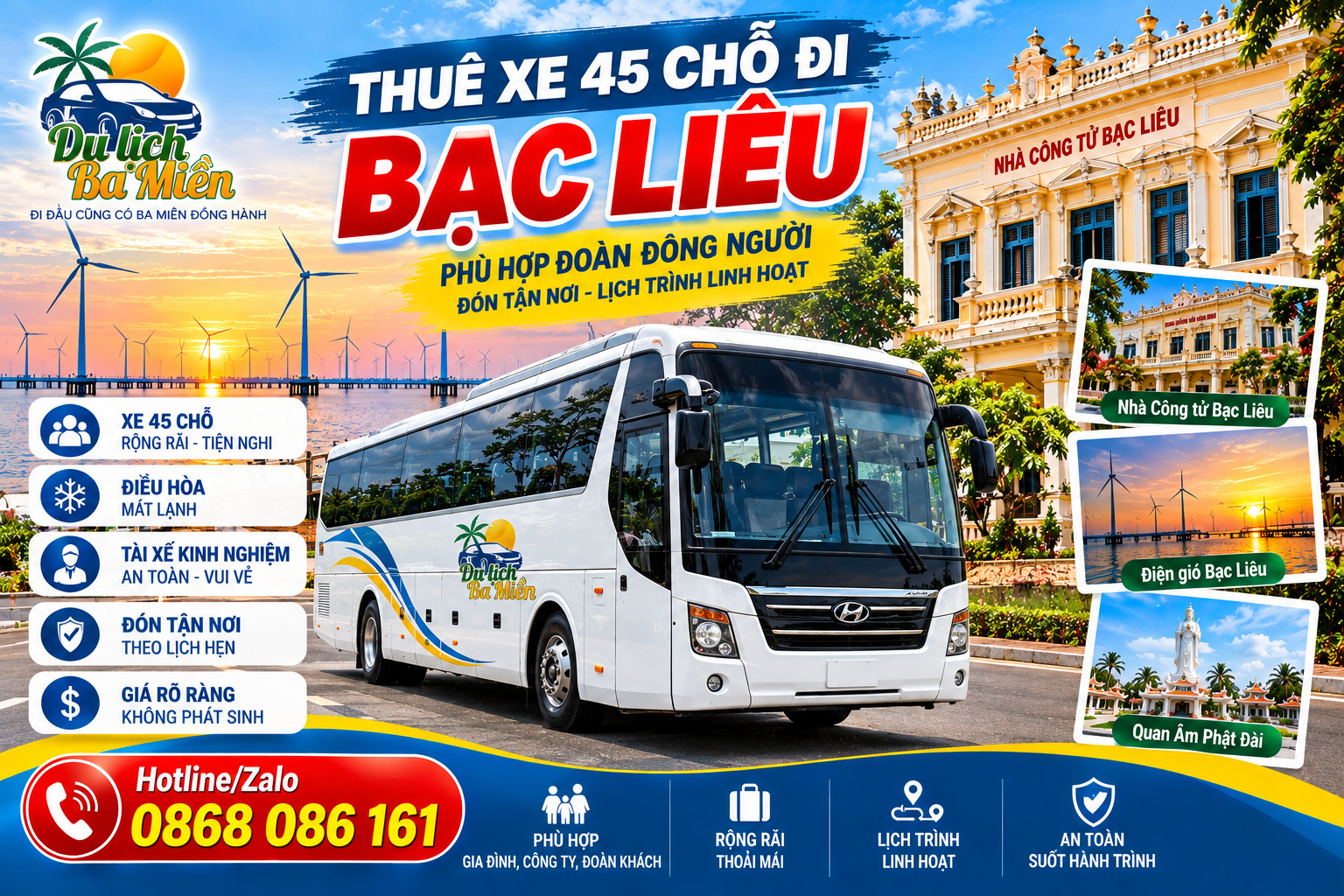 Thu&ecirc; Xe 45 Chỗ Đi Bạc Li&ecirc;u