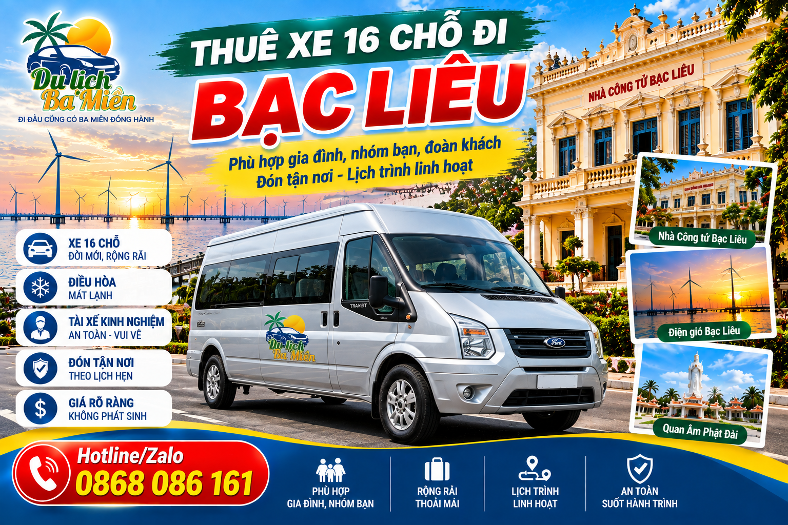 Thu&ecirc; Xe 16 Chỗ Đi Bạc Li&ecirc;u