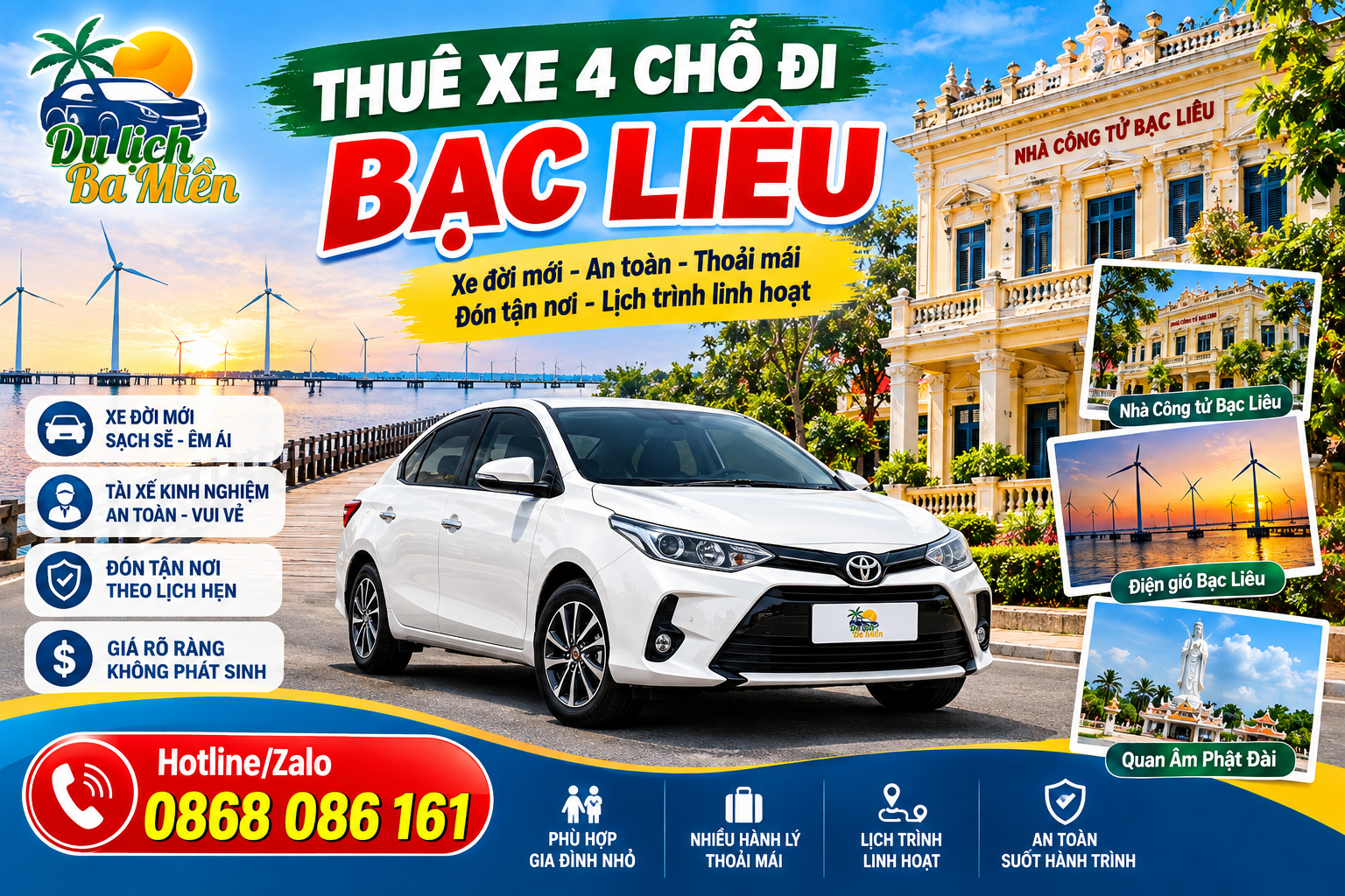 Thu&ecirc; Xe 4 Chỗ Đi Bạc Li&ecirc;u