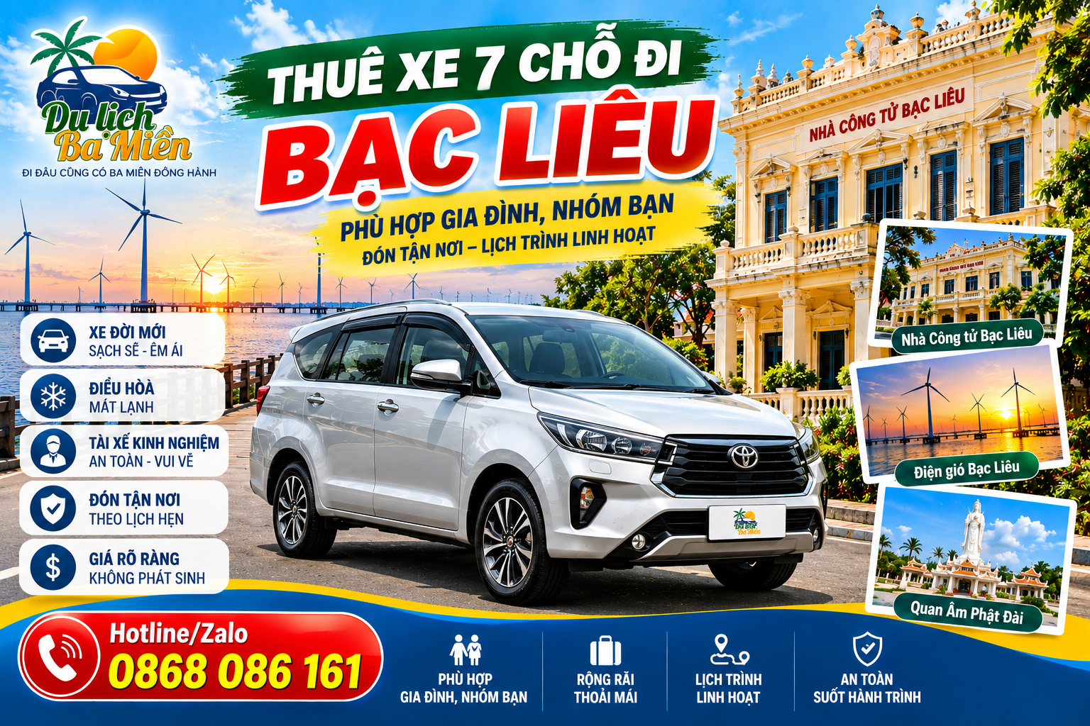 Thu&ecirc; Xe 7 Chỗ Đi Bạc Li&ecirc;u