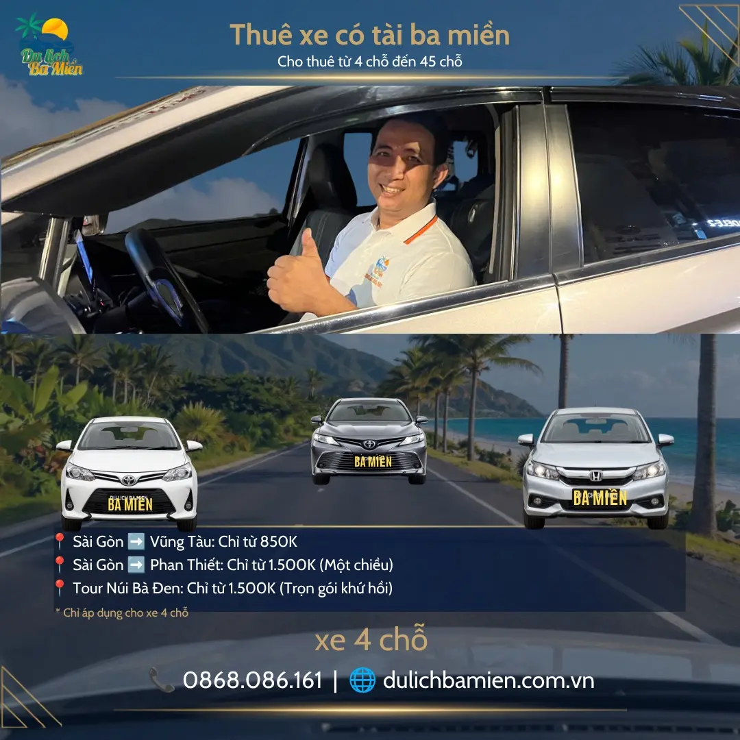 thu&ecirc; xe 4 chỗ đi N&uacute;i B&agrave; Đen