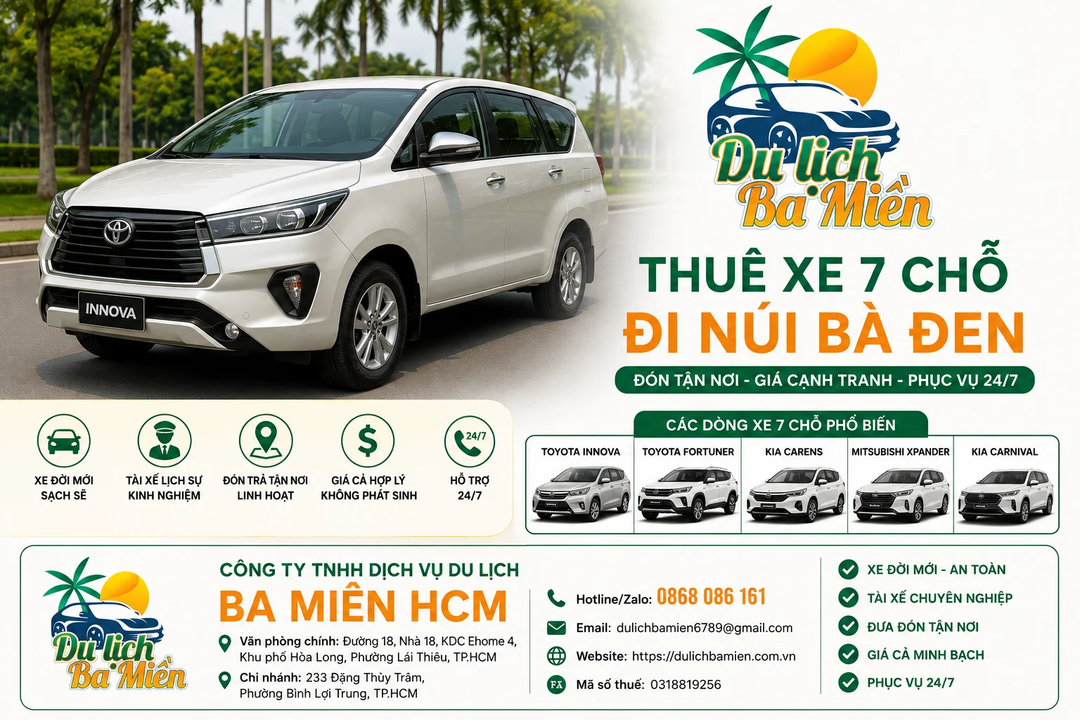 Thu&ecirc; xe Dĩ An đi N&uacute;i B&agrave; Đen
