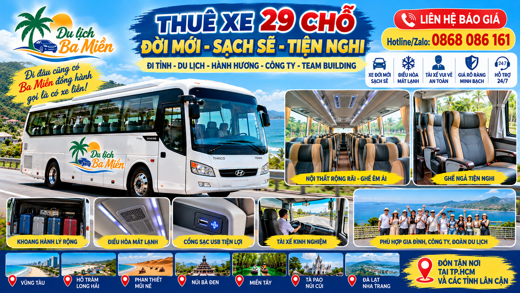 Thu&ecirc; Xe 29 Chỗ Đi Tỉnh