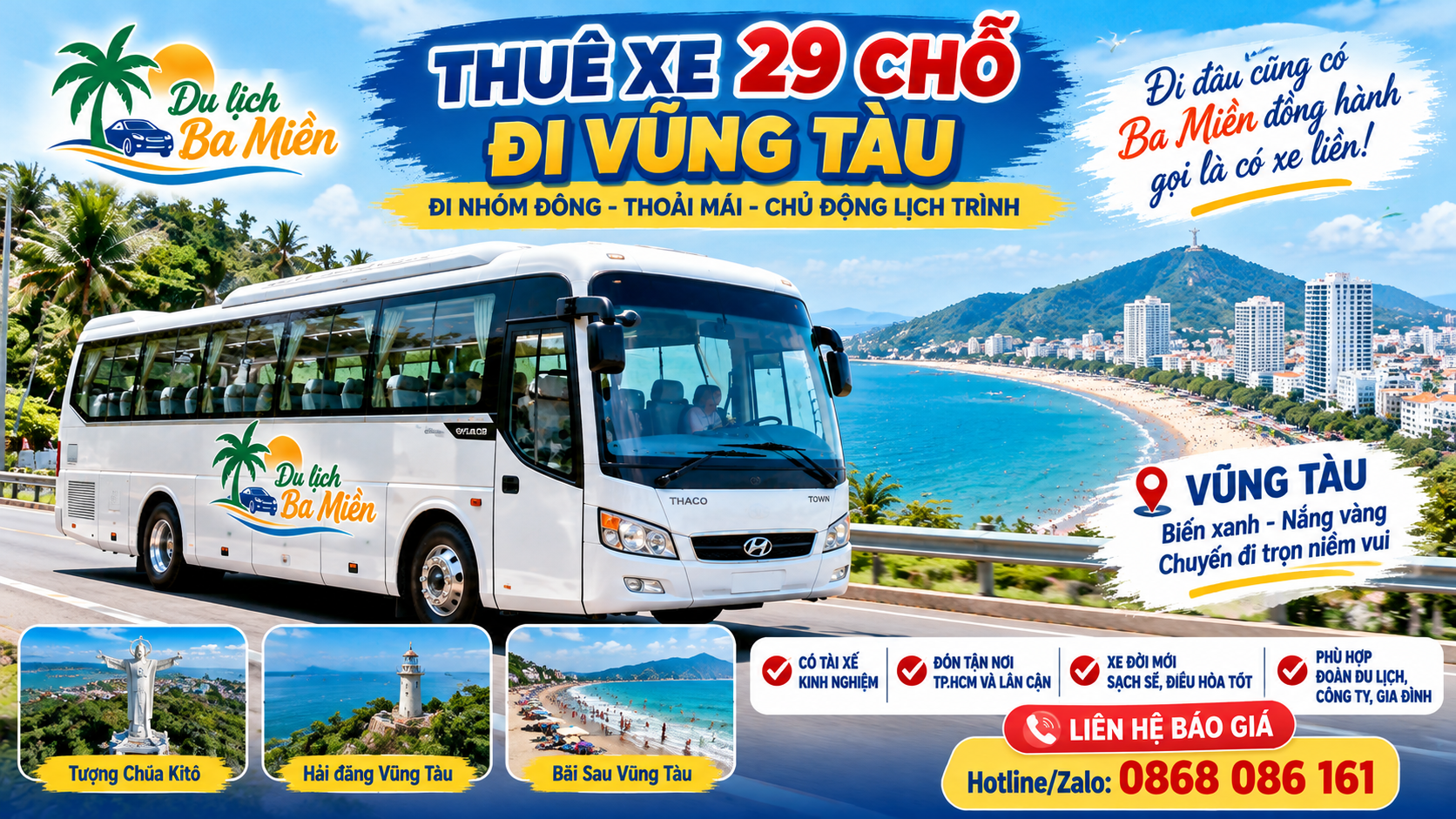 Thu&ecirc; xe 29 chỗ đi Vũng T&agrave;u