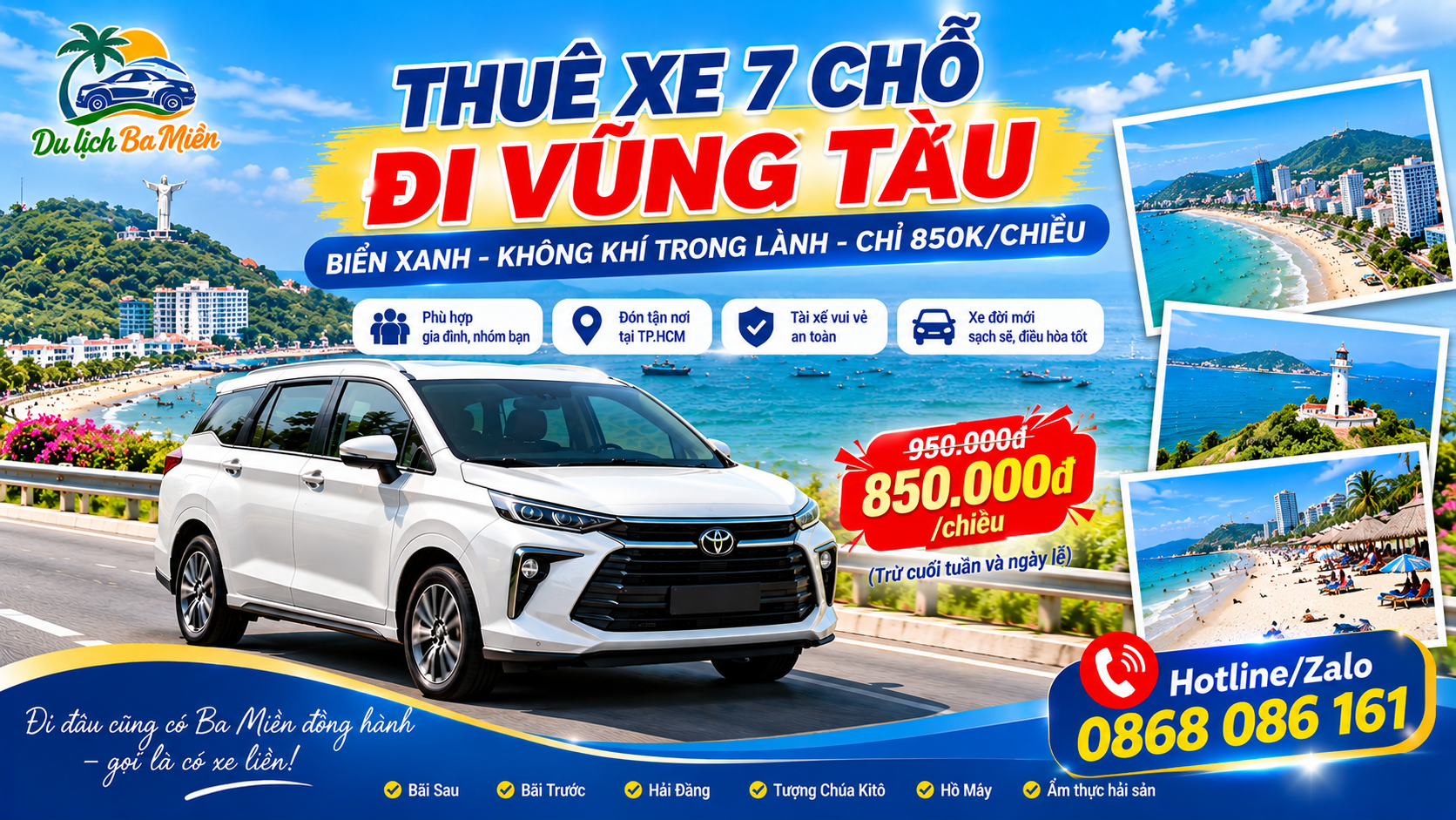 Thu&ecirc; xe 7 chỗ đi Vũng T&agrave;u