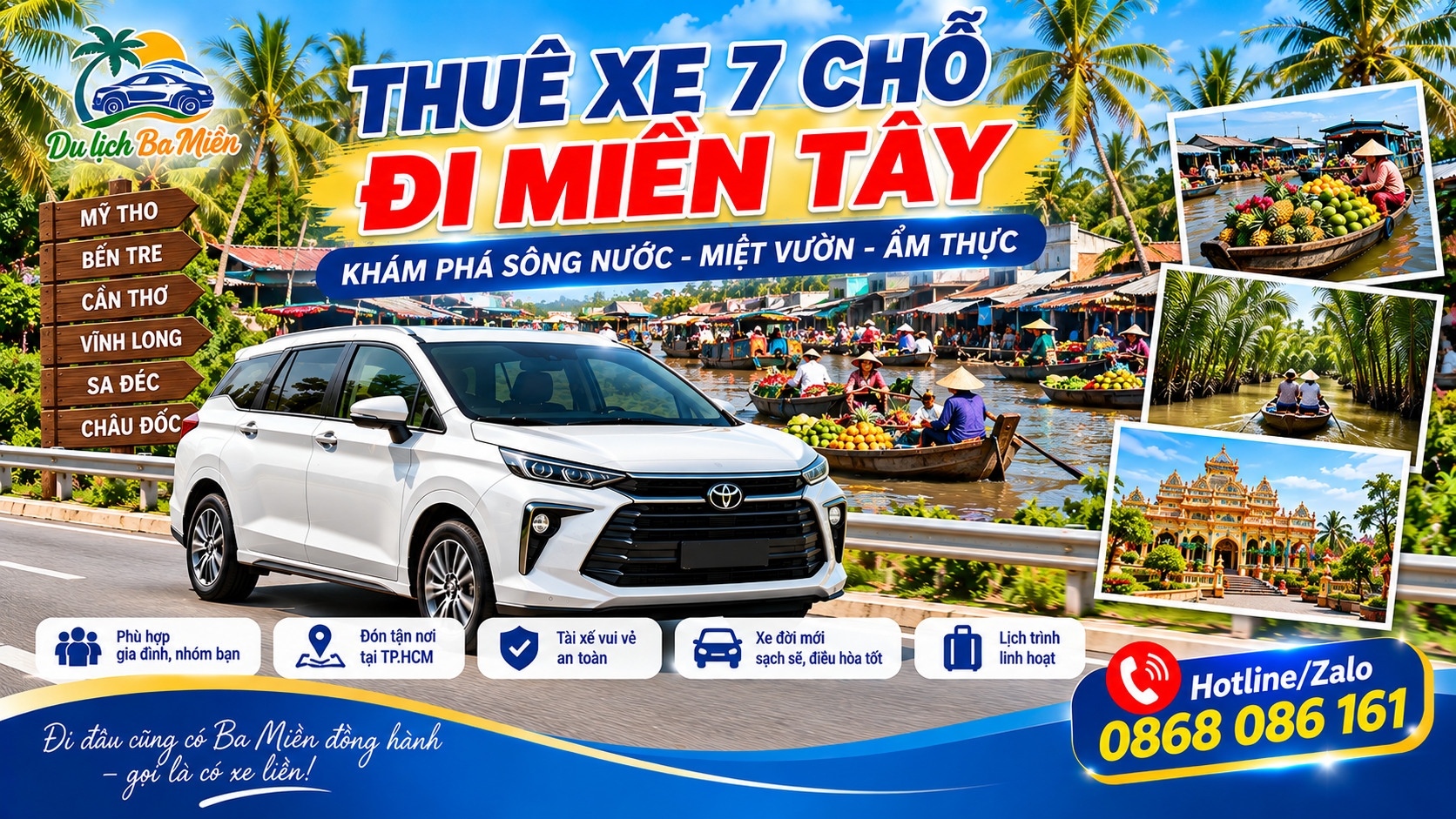 Thu&ecirc; xe 7 chỗ đi miền T&acirc;y